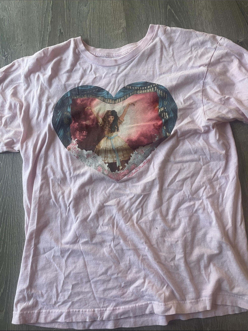 Girls' Light Pink Short Sleeve Graphic Heart Tee